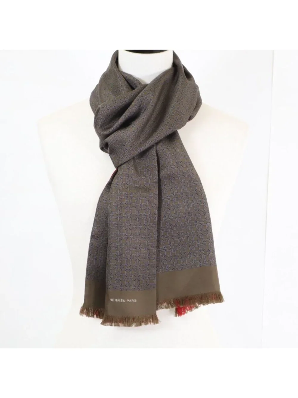 Hermes Allover Silk Wool Shawl Scarf